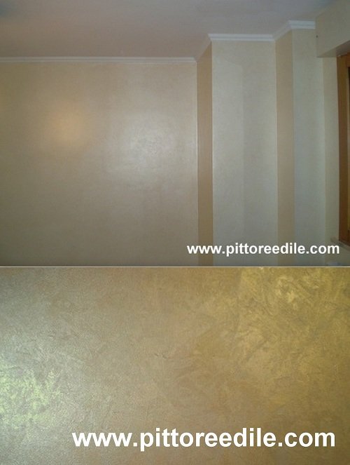 Pittura pareti effetto oro
